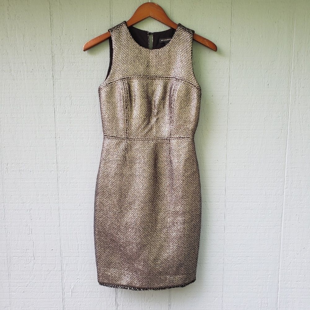 Banana Republic Metallic Knit Tweed Dress Career 0